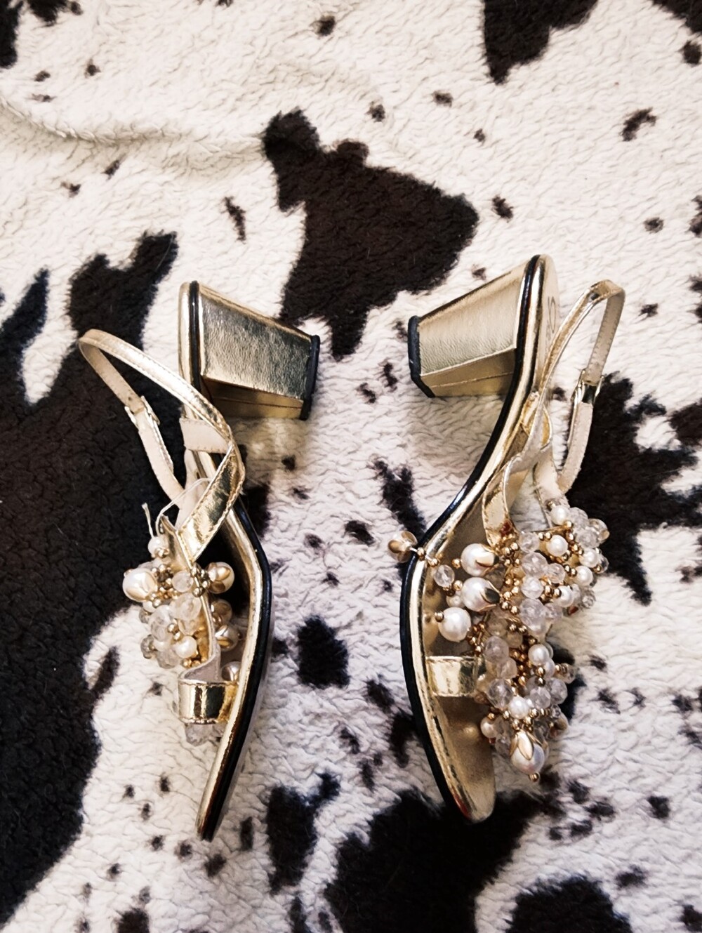 WOMEN'S 90'S BLING HEELS - GOLD - Picture 2 of 4